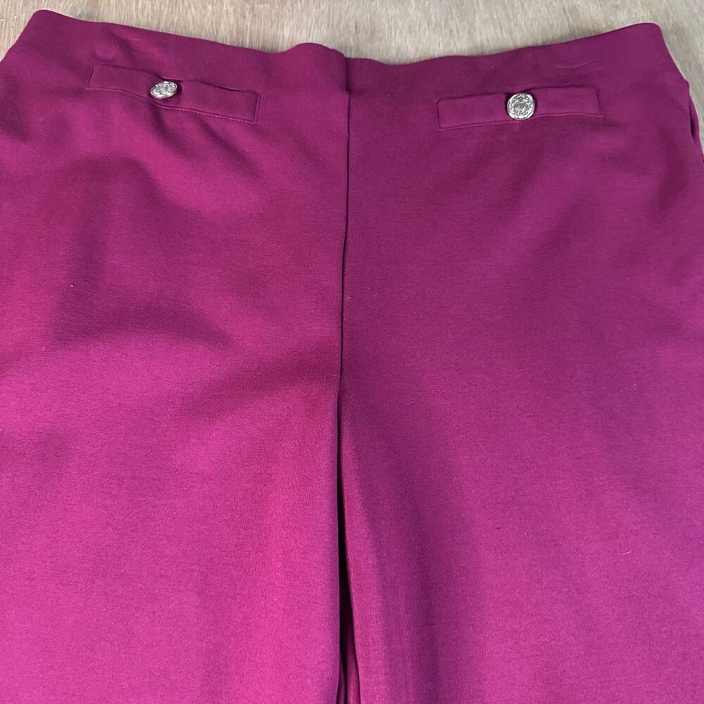Autres Filles Women’s Dark Red Wide Leg Cropped Pants L/G Stretch Winter Career - Picture 2 of 6